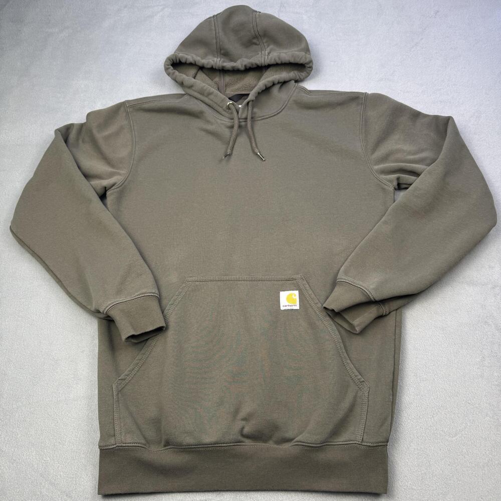 Carhartt Hoodie Mens Small Green Fleece Loose Fit Kangaroo Pocket Pullover Logo